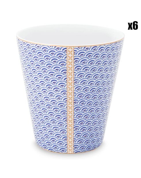 6 Petits mugs en Porcelaine Royal Yerseke blanc/ bleu - D.8.3 cm