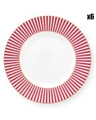 6 Assiettes petit four en Porcelaine Royal Stripes roses - D.12 cm