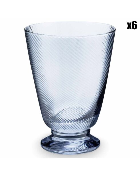 6 Verres à eau Flower Festival bleus - D.8.5 cm