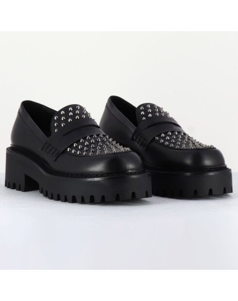 Mocassins en Cuir noirs - Talon 5 cm