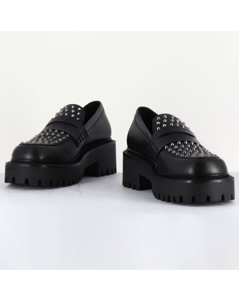 Mocassins en Cuir noirs - Talon 5 cm