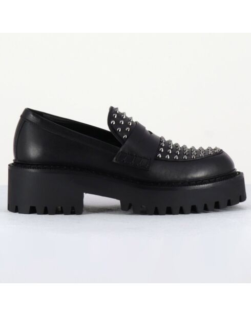 Mocassins en Cuir noirs - Talon 5 cm