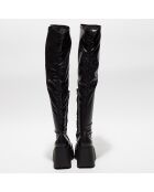 Cuissardes compensées en Cuir Cama noires - Talon 9 cm
