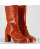 Bottines en Cuir Carlota orange - Talon 8 cm