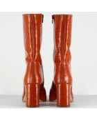 Bottines en Cuir Carlota orange - Talon 8 cm