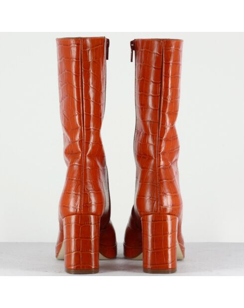 Bottines en Cuir Carlota orange - Talon 8 cm