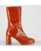 Bottines en Cuir Carlota orange - Talon 8 cm