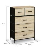 Commode Iris 5 tiroirs bois/noir - 60x30x90 cm