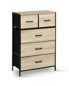 Commode Iris 5 tiroirs bois/noir - 60x30x90 cm