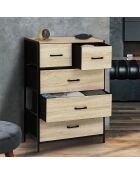 Commode Iris 5 tiroirs bois/noir - 60x30x90 cm