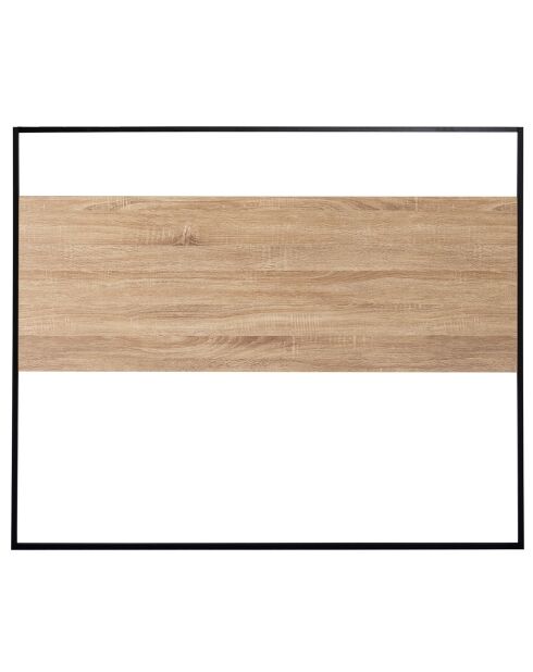 Cabecero Memphis de madera y negro con soporte de pared de madera y negro, 145 x 2 x 120 cm
