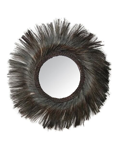 Miroir en feuille d'Abaca Kesawa noir - D.90 cm