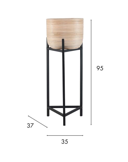 Cache-pot Large Lima naturel/noir - 35x37x95 cm