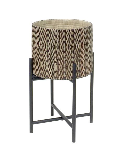 Grande fioriera nera/beige su gambe - D.33x52 cm