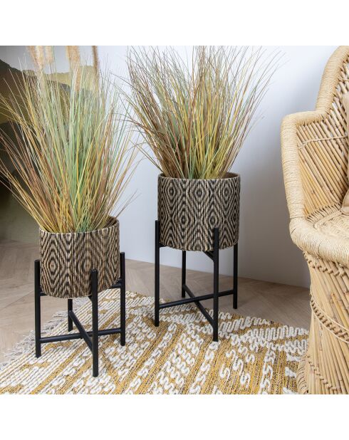 Grande fioriera nera/beige su gambe - D.33x52 cm