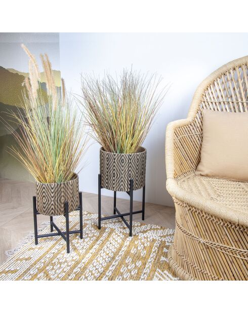 Grande fioriera nera/beige su gambe - D.33x52 cm