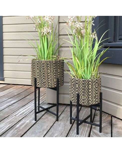 Fioriera piccola su gambe nere/beige - D.27x45 cm