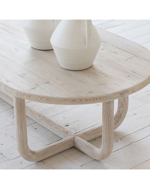 Table basse en pin recyclé kristen beige - 160x70x40 cm