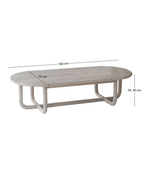 Table basse en pin recyclé kristen beige - 160x70x40 cm