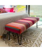 Banc en tissu chaquiras multicolore - 120x42x40 cm