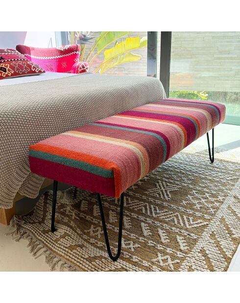 Banc en tissu chaquiras multicolore - 120x42x40 cm