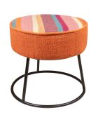 Pouf en tissu rond chaquiras multicolore - D.45x42 cm