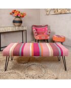 Banc en tissu chaquiras multicolore - 120x42x40 cm