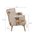 Fauteuil en coton écru brodé à la main maya multicolore - 68x77.5x70cm