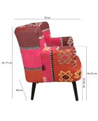 Fauteuil en kilim brodé à la main chaquiras multicolore - 68x77.5x70 cm