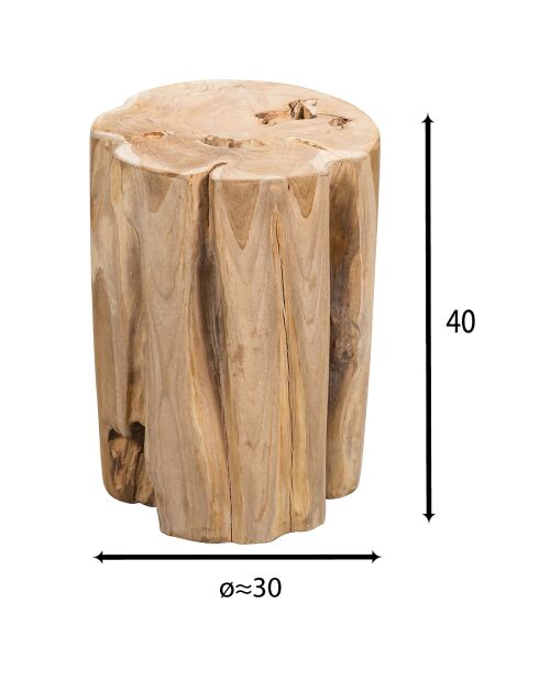 Table d'appoint Racine de teck Kaliman naturel - 30x30x40 cm