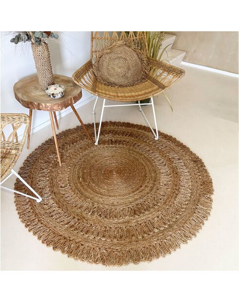 Tapis en jute tissé main jerico beige - D.120cm