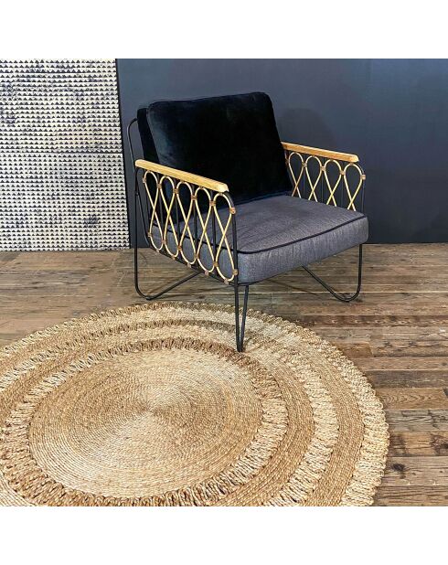 Tapis en jute tissé main jerico beige - D.120cm