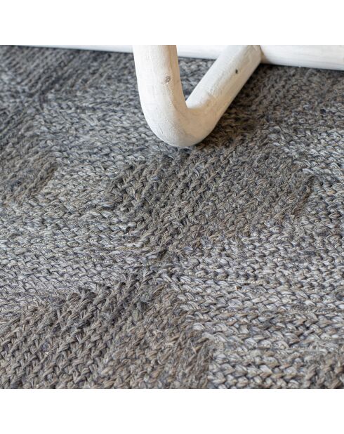 Rechthoekig tapijt van antraciet/grijs jute - 200x300x1,2 cm