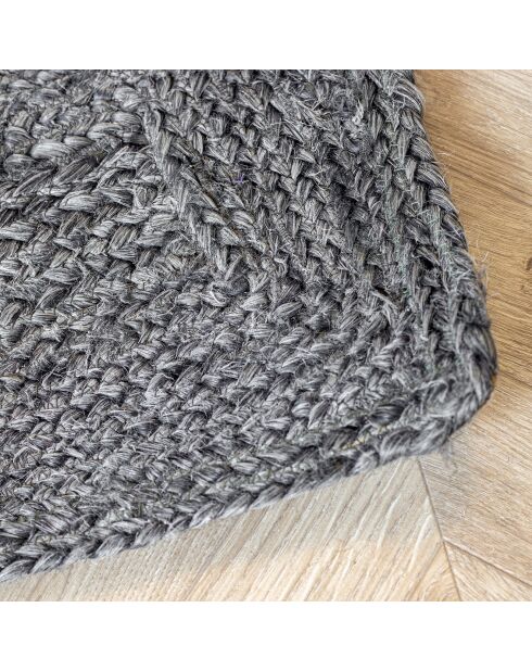 Rechthoekig tapijt van antraciet/grijs jute - 200x300x1,2 cm