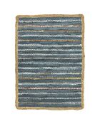 Tapis en cuir recyclé jute et coton asma bleu/argenté - 60x80 cm