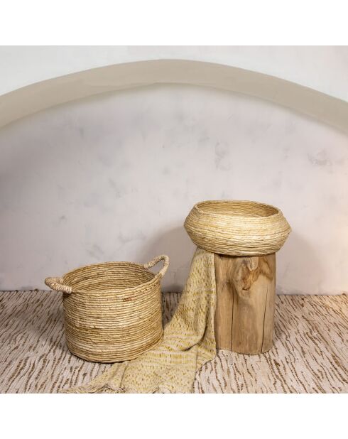 Panier en Fibre d'Abaca Abir naturel - D.38x28/36 cm