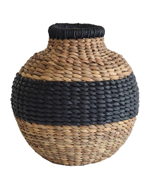 Barattolo a sfera Ines Water Hyacinth naturale/nero - D.37x37 cm