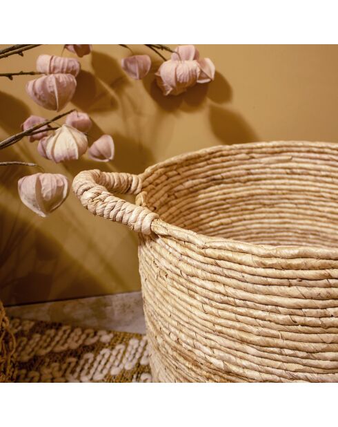 Cestino in fibra naturale Abaca Abir - D.38x28/36 cm