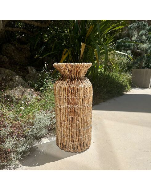 Vase décoratif en Fibres d'Abaca Lina naturel - 25x25x60 cm