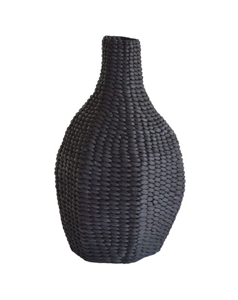 Jarre décorative en Jacinthe d'Eau Amani noire - D.34x57 cm