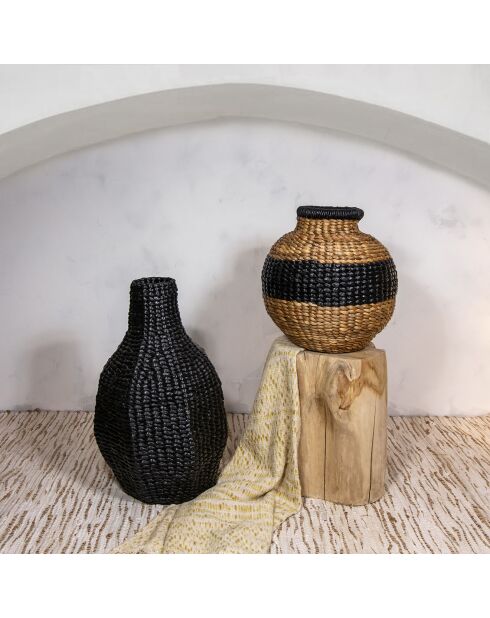 Vaso decorativo Amani in giacinto d'acqua nero - D.34x57 cm