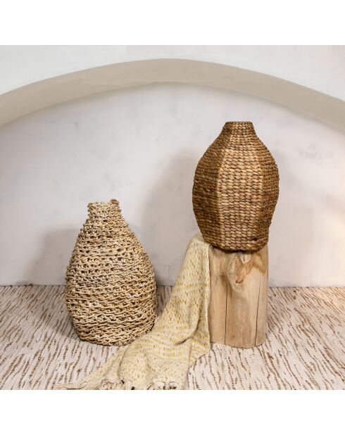 Vaso decorativo in fibra di abaca marrone - 42x42x55 cm