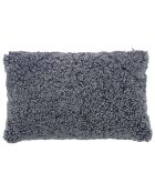 Blaues doppelseitiges Lammfellkissen - 40x25x10 cm