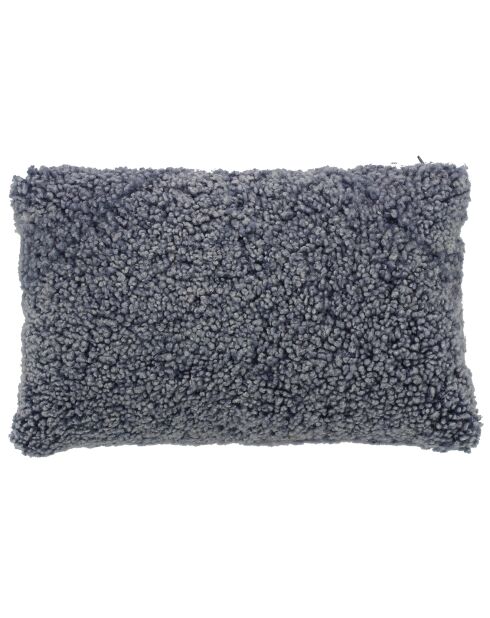 Blaues doppelseitiges Lammfellkissen - 40x25x10 cm