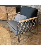 Blaues doppelseitiges Lammfellkissen - 40x25x10 cm