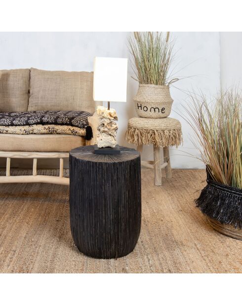 Meuble d'appoint en bois et feuilles de cocotier marron - 33x43 cm