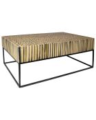 Table basse en branche de teck tahaa noir/beige - 75x115x42 cm