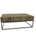 Table basse en branche de teck tahaa noir/beige - 75x115x42 cm