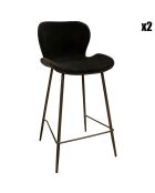 2 Chaises de bar en velours barbara noires - 54x49.5x70 cm