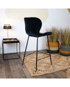 2 Chaises de bar en velours barbara noires - 54x49.5x70 cm